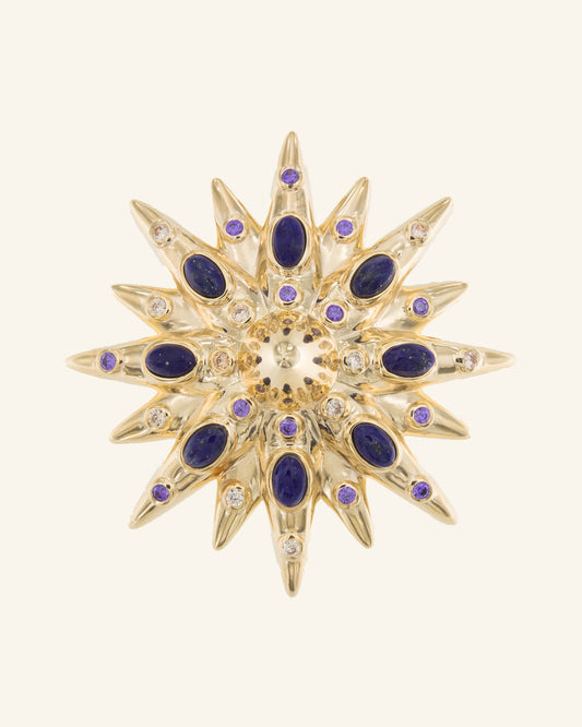 Star Brooch with Lapis Lazuli and Zircons