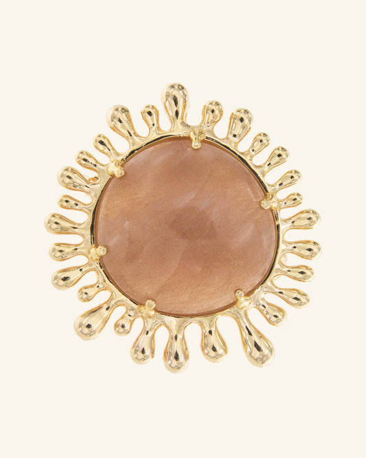 Sun Brooch with Pink Moonstone