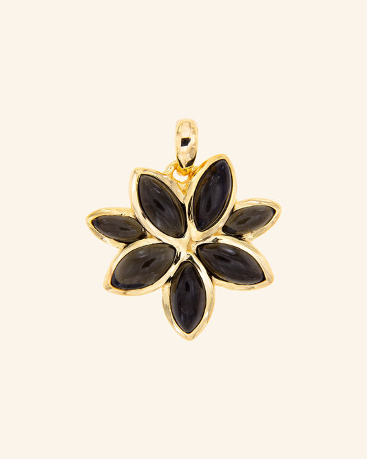 Dahlia pendant with onyx