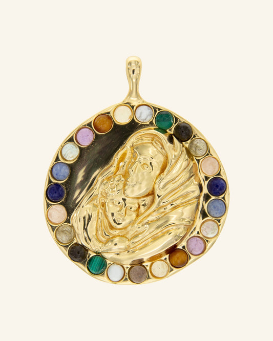 Virgin Mary with Child medal pendant 