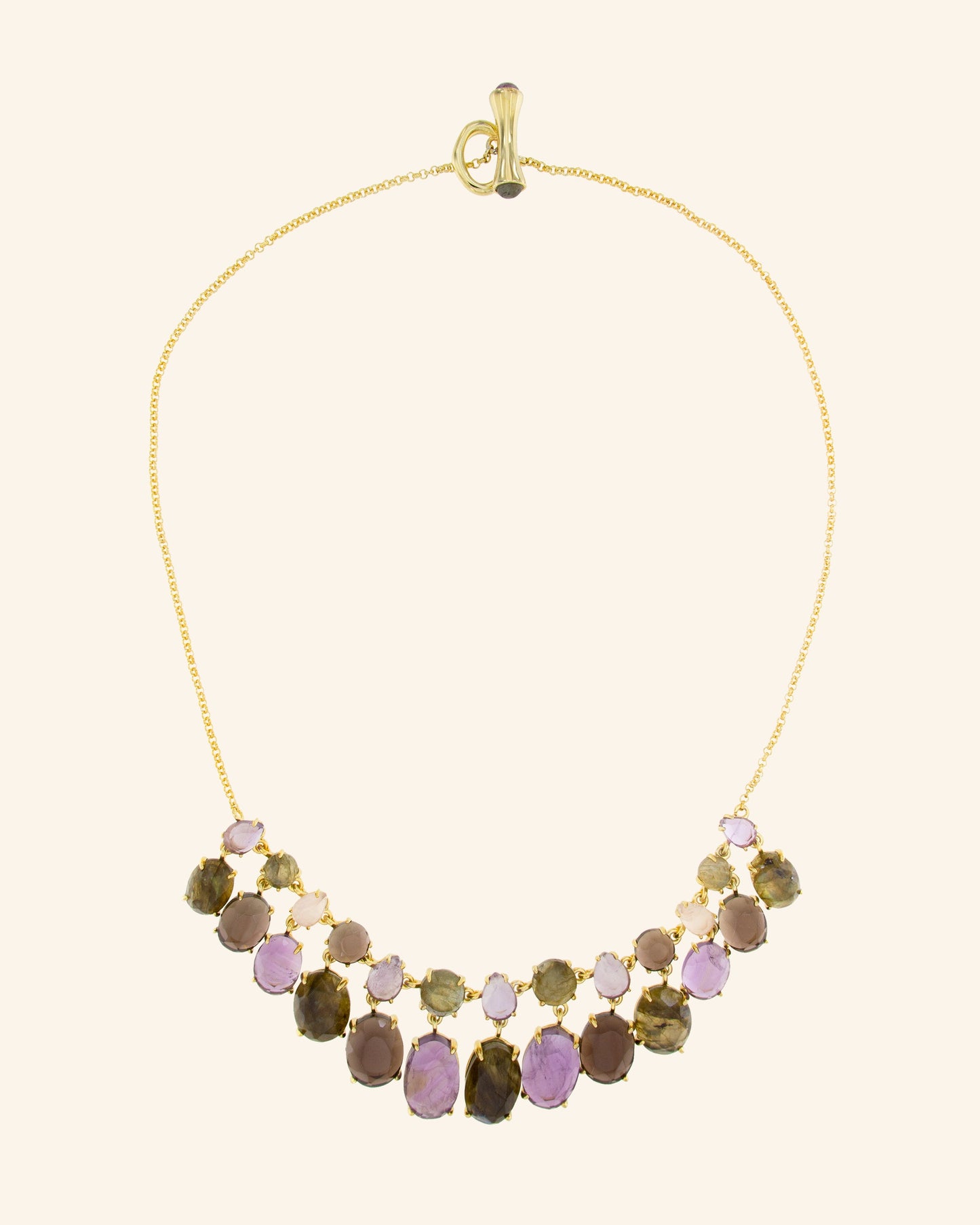 Druzy necklace with labradorite, amethyst and rose quartz