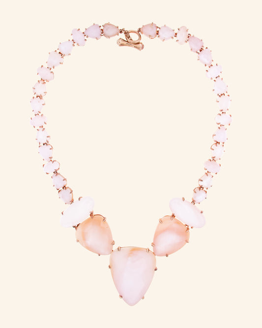 Galleon necklace with pink mother-of-pearl