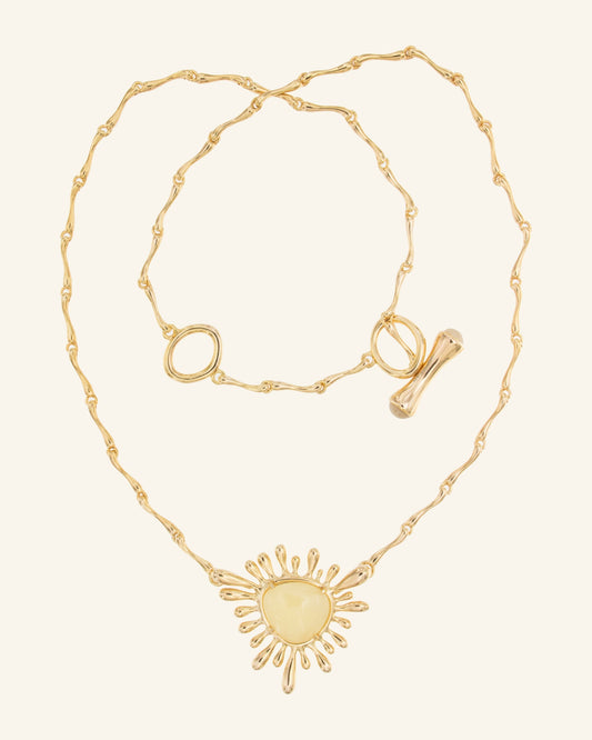Sun Necklace with Peach Calcite