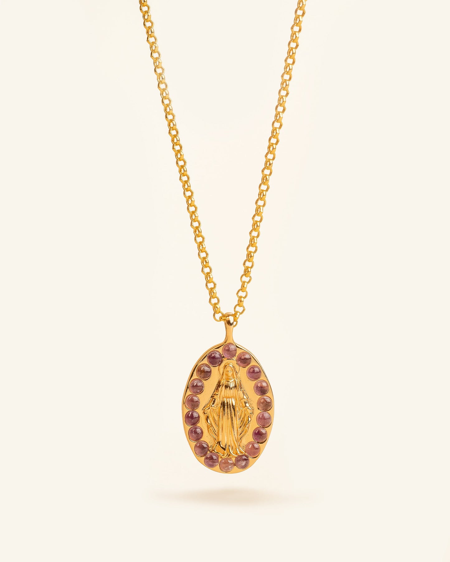 Virgin of the Miraculous Medal with amethyst