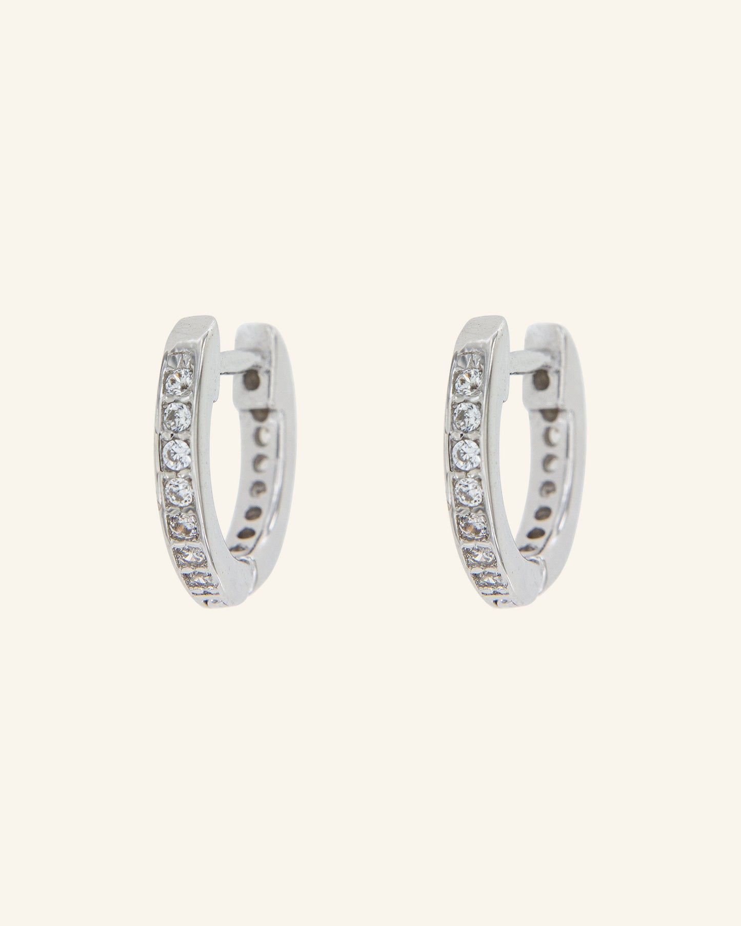 Silver Tunko Hoop Earrings with Zircons