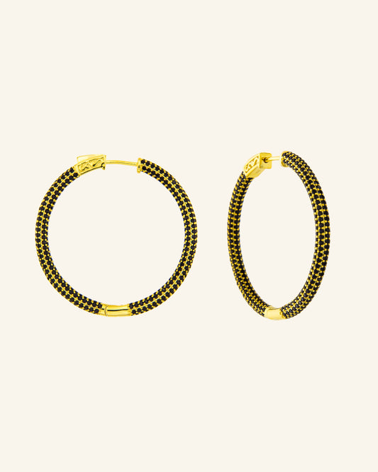 Gold Venus 3DG Hoop Earrings with Zircons