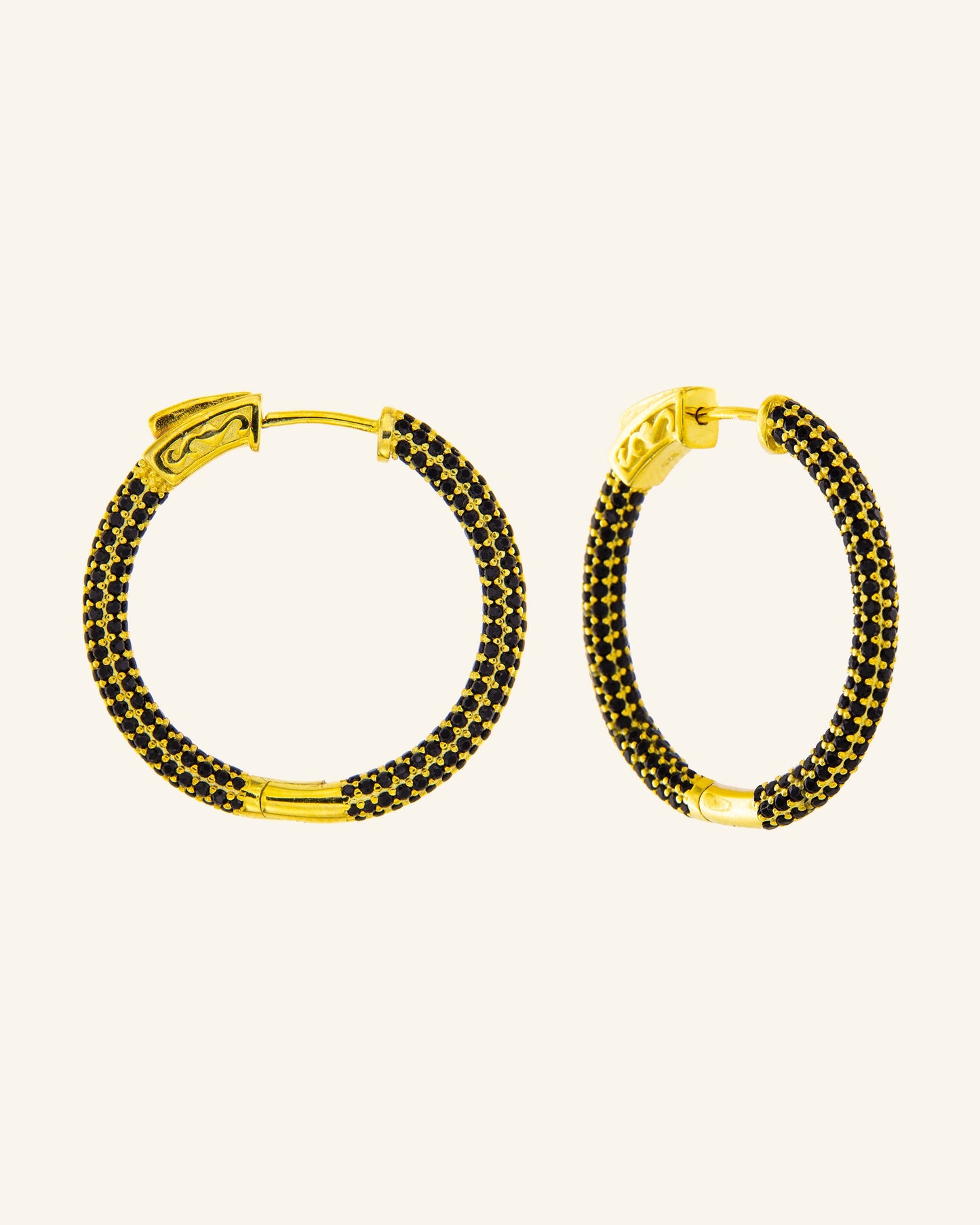 Gold Venus 3DM Hoop Earrings with Zircons