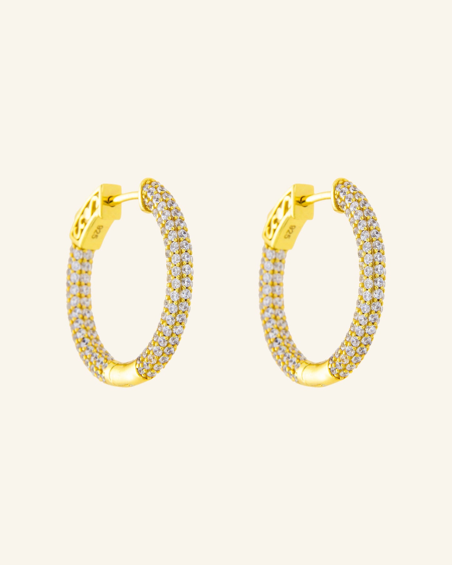 Gold Venus 3DP Hoop Earrings with Zircons