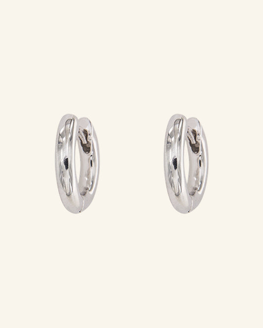 Small rhodium-plated silver hoop earrings