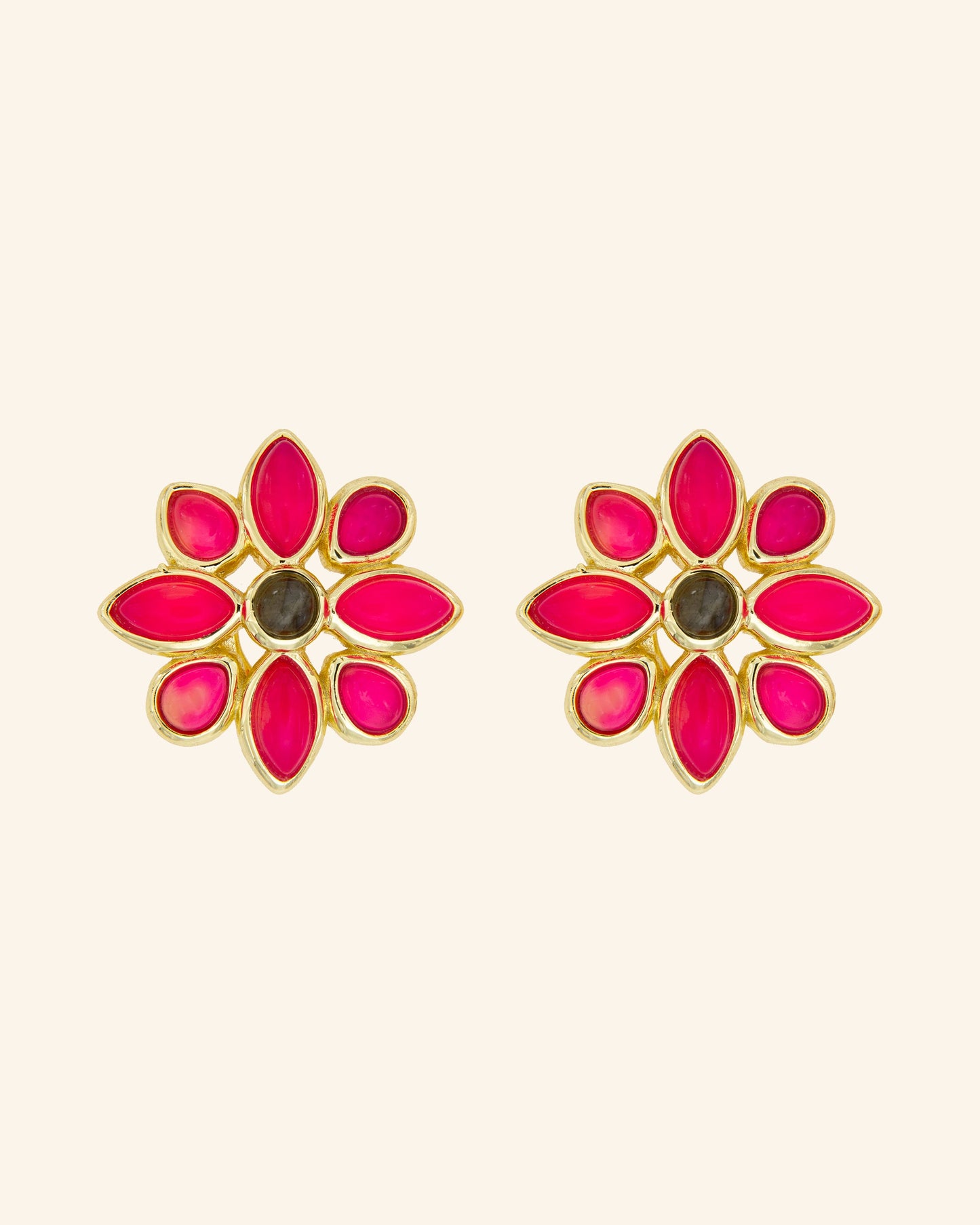 Brownea Raspberry Agate Earrings
