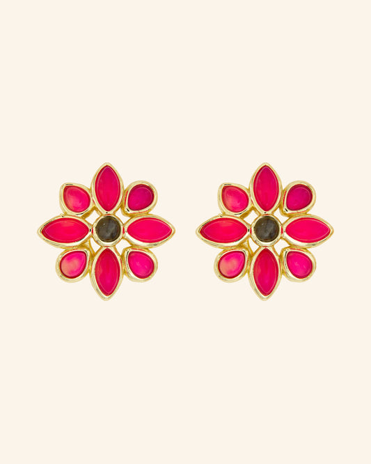 Brownea Raspberry Agate Earrings
