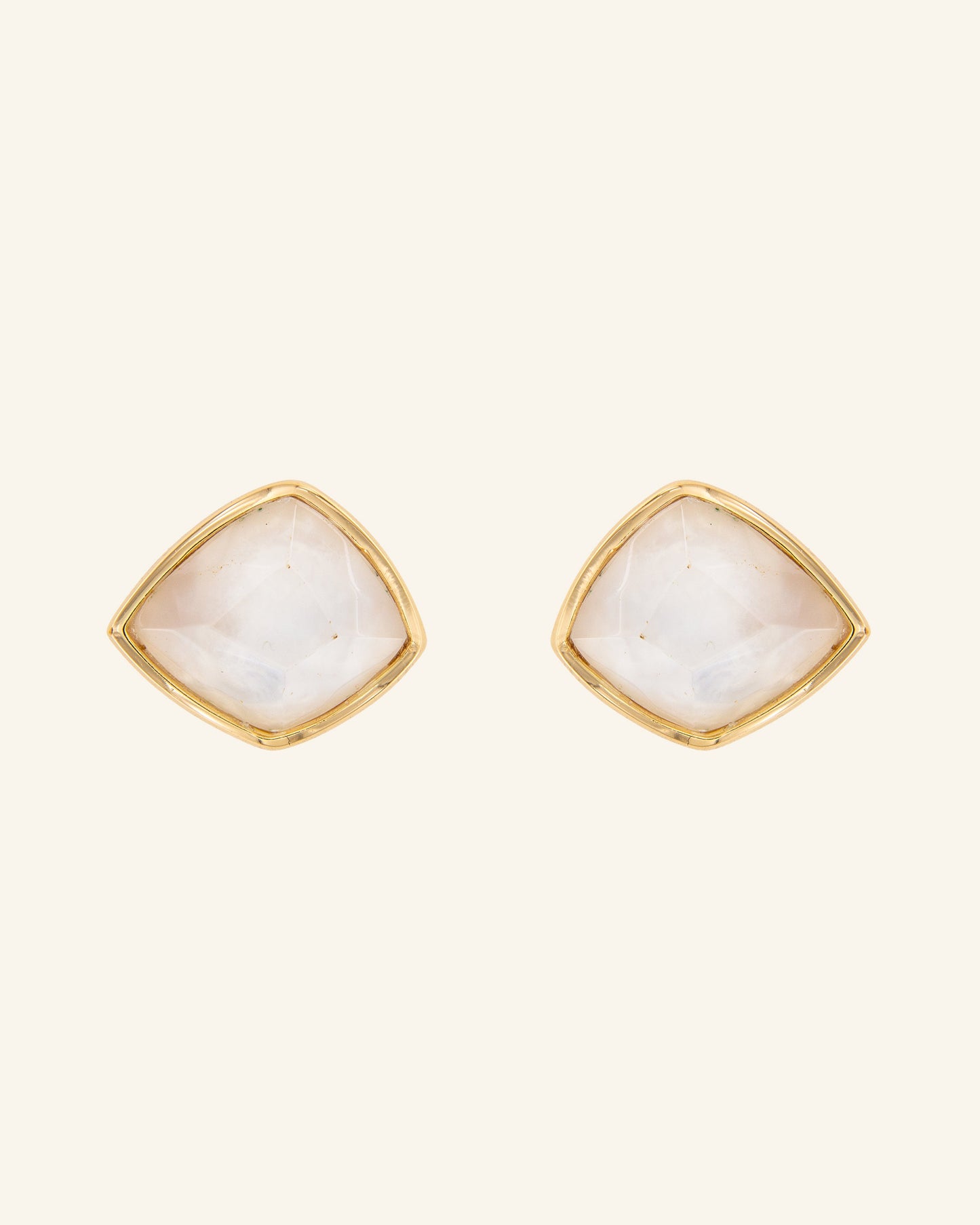 Beveled White Mother of Pearl Candy Tail Earrings