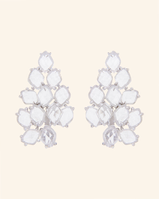 Pendientes Glaciar de plata con cuarzo incoloro