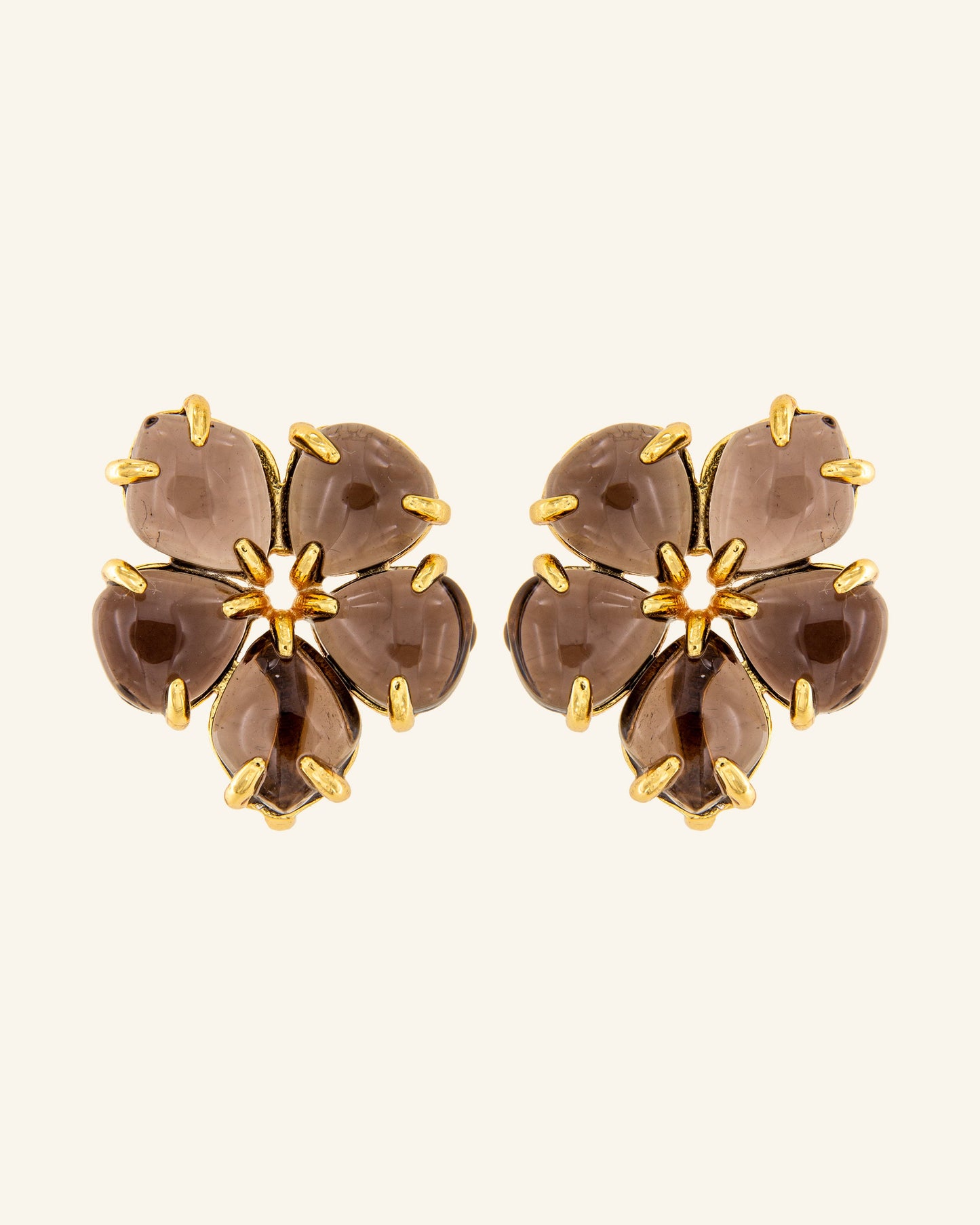 Hibiscus Smoked Quartz Earrings