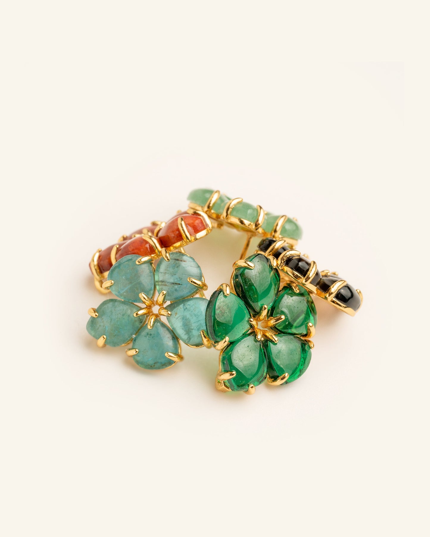 Emerald Hibiscus Earrings