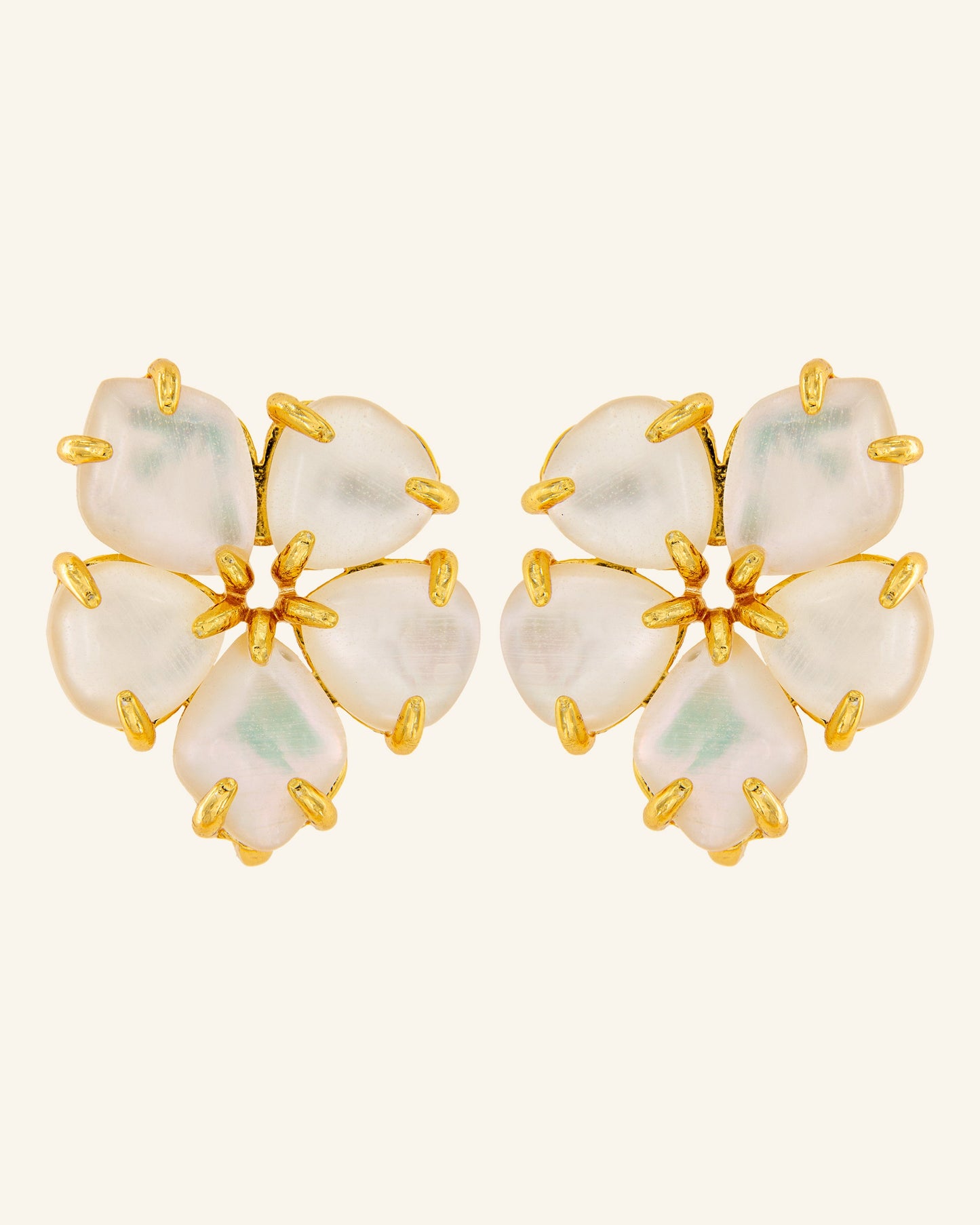 White Mother of Pearl Hibiscus Earrings