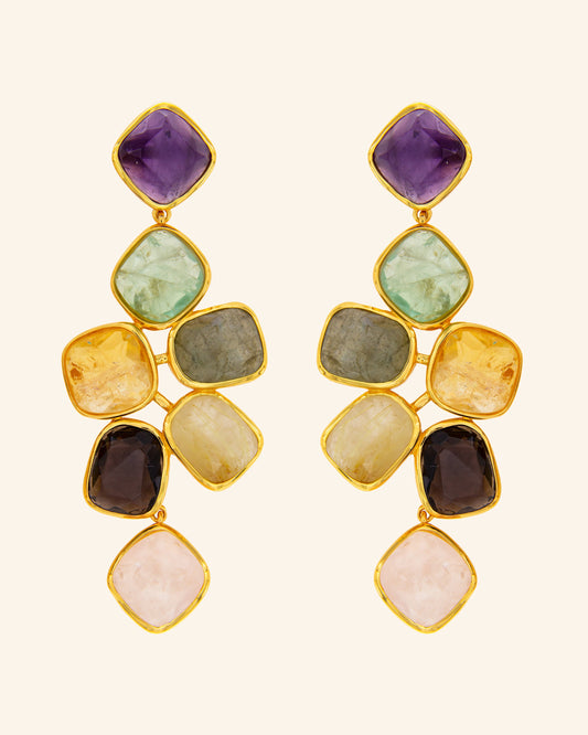 Hydra earrings with multicolored natural stones