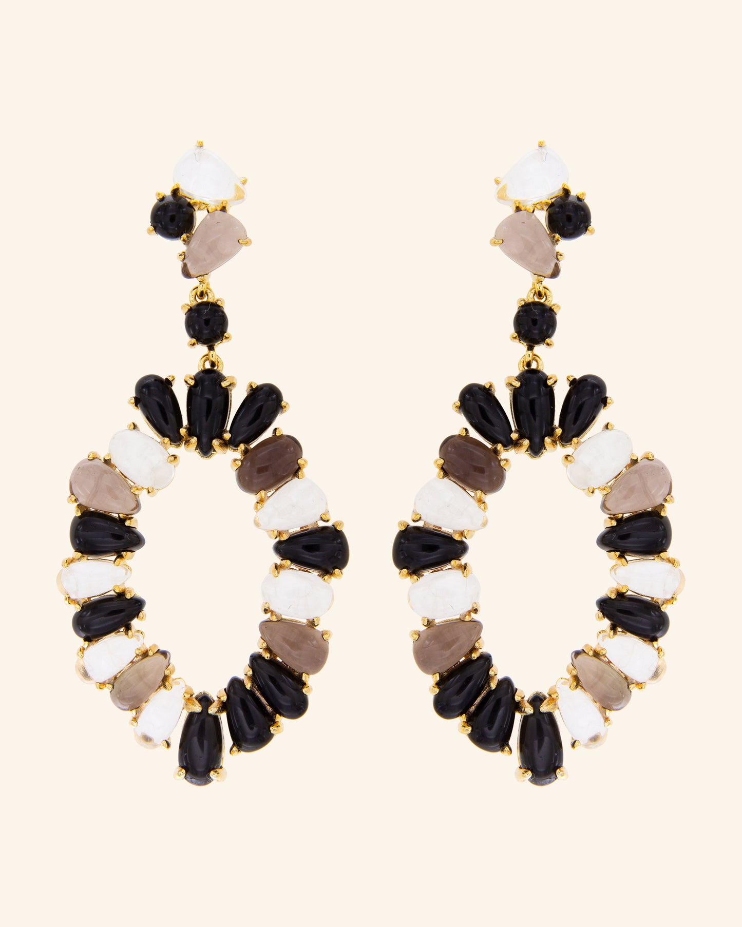 Liberis earrings with smoked quartz and onyx