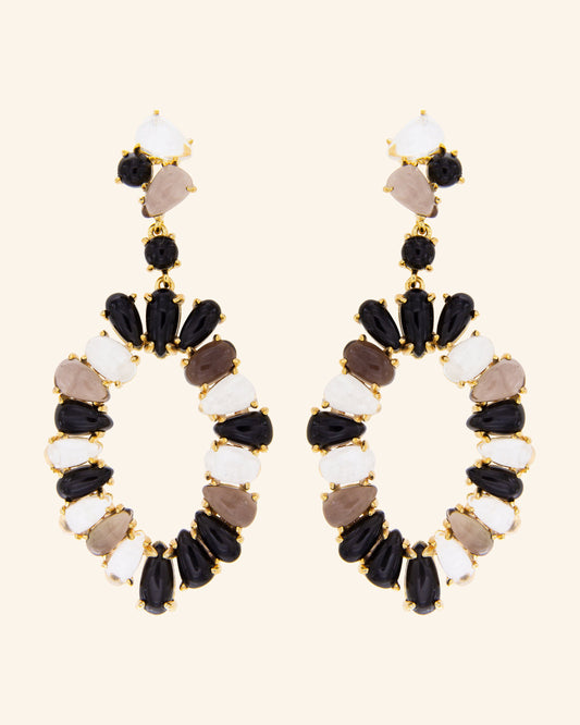 Liberis earrings with smoked quartz and onyx