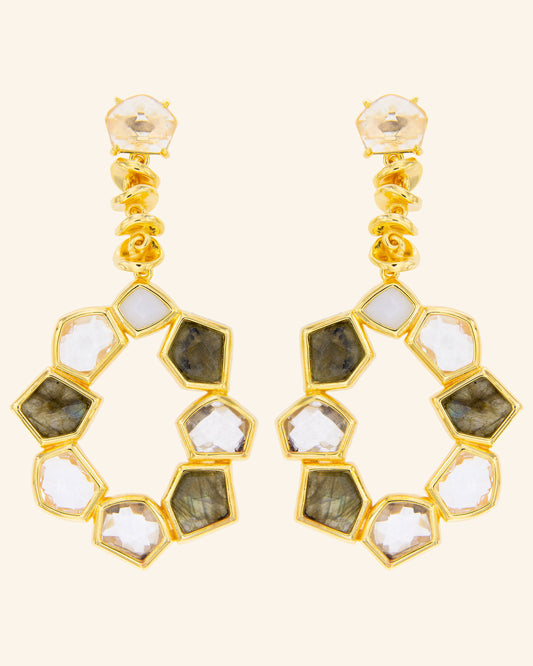 Nunatak earrings with labradorite and quartz