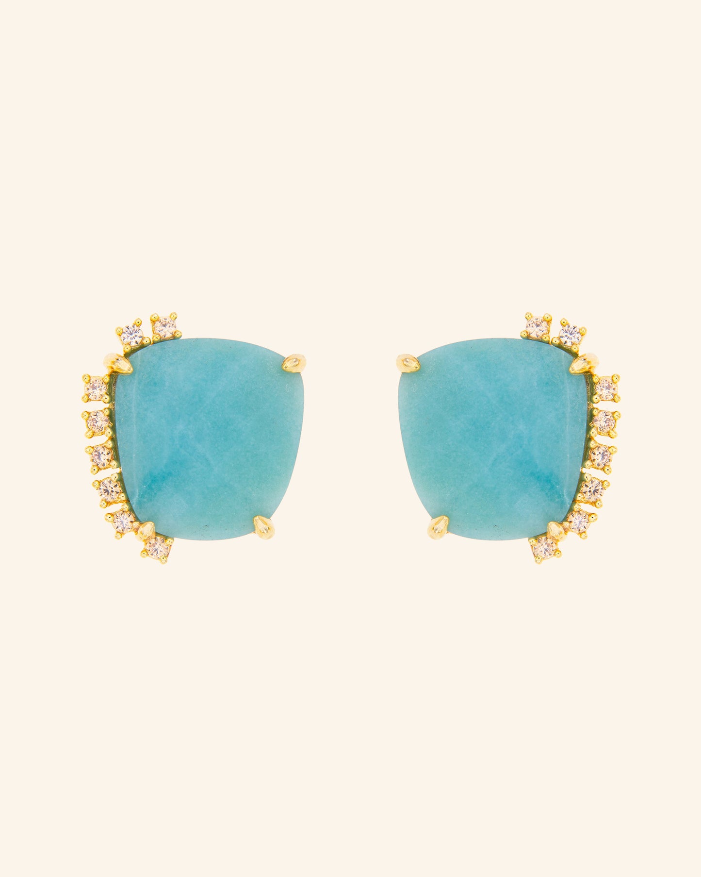 Pangea earrings with amazonite and zircons