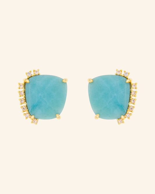 Pangea earrings with amazonite and zircons