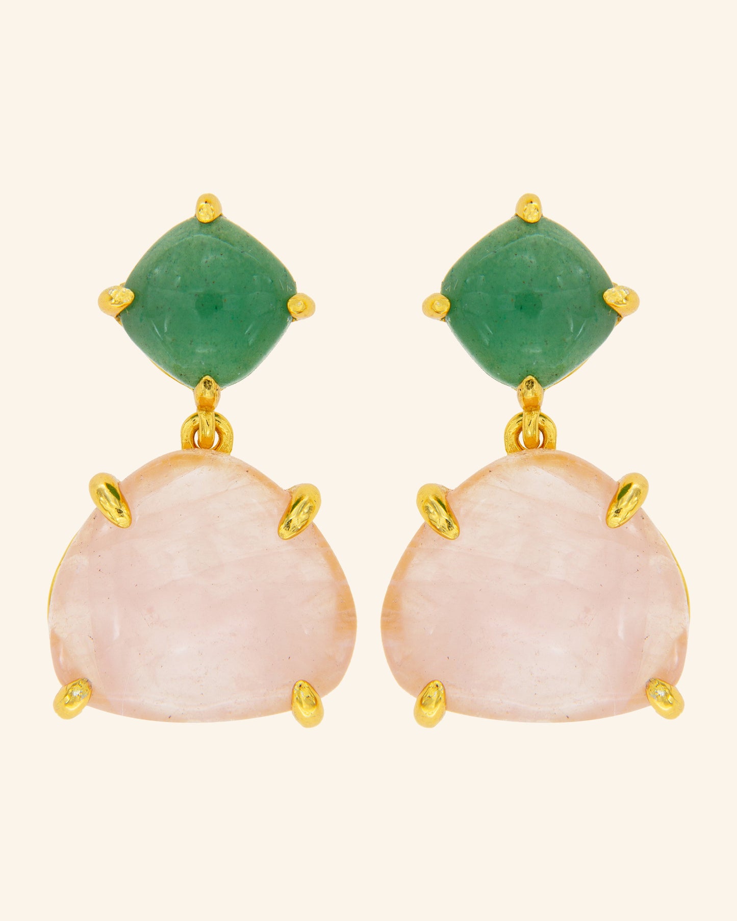 Sarin earrings with rose quartz and aventurine