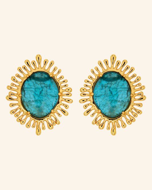 Blue Apatite Sun Earrings