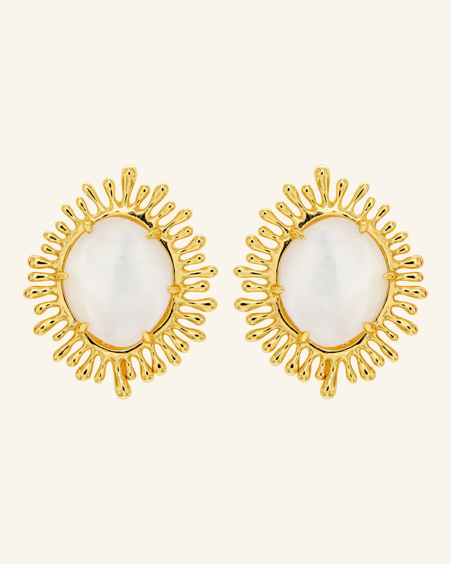 Sun Earrings with White Mother of Pearl