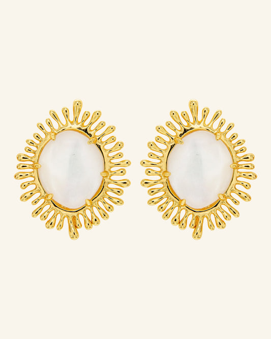 Sun Earrings with White Mother of Pearl