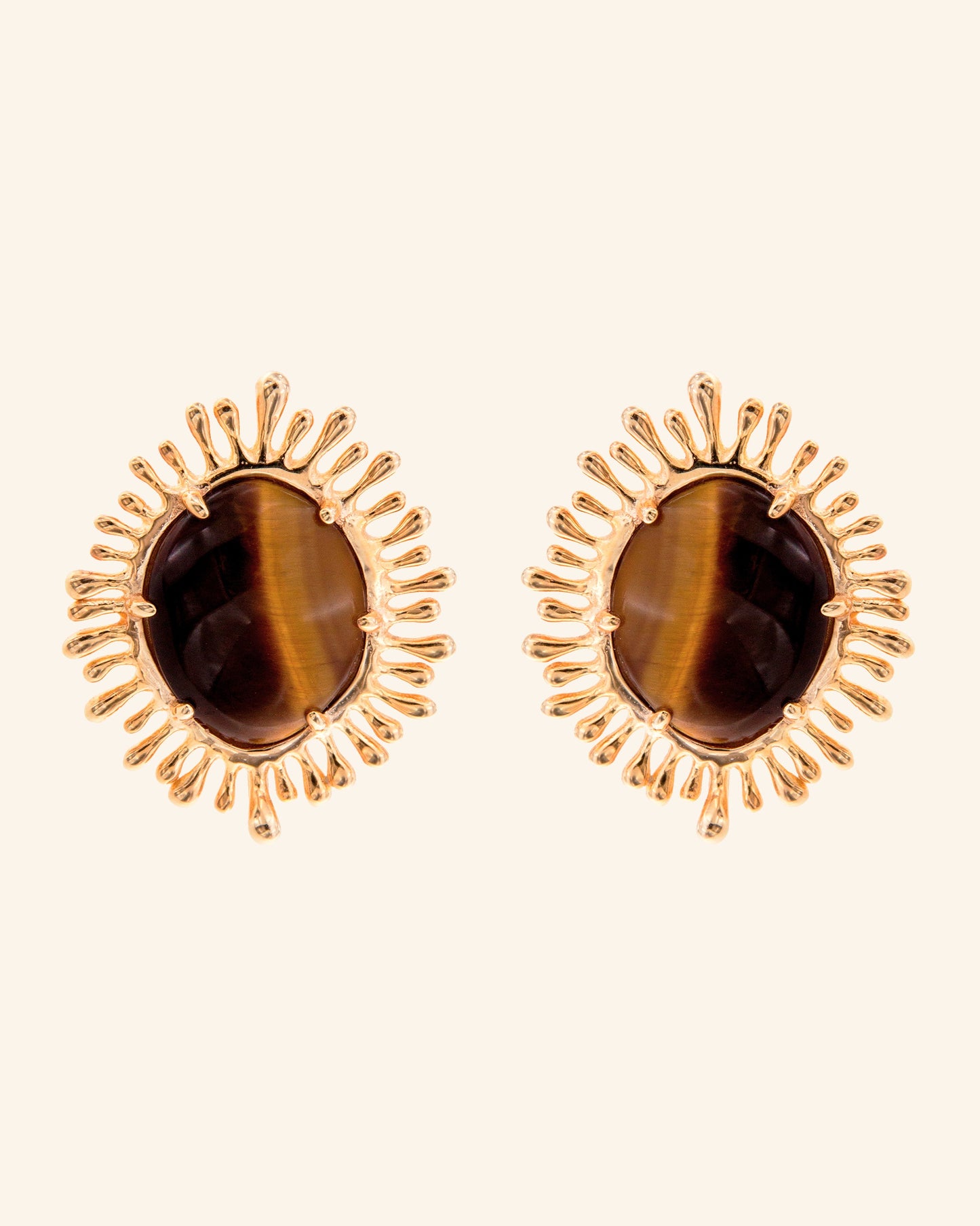 Sun Earrings with Tiger's Eye 