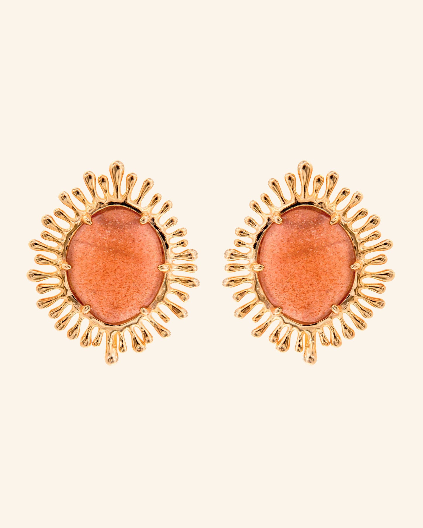Sun Earrings with Pink Moonstone 