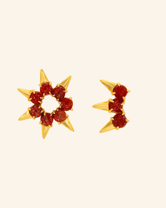 Starfire Red Coral Earrings