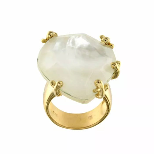 Cactus ring with white mother of pearl