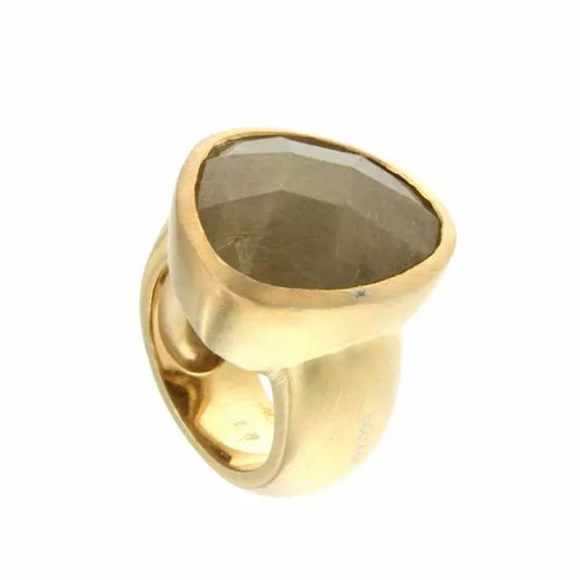 Golden Bruma ring with rutilated quartz