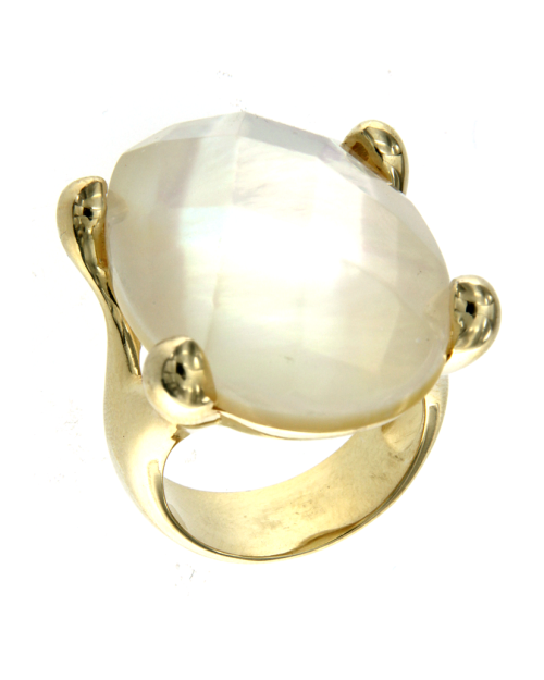Atria ring with mother of pearl and quartz