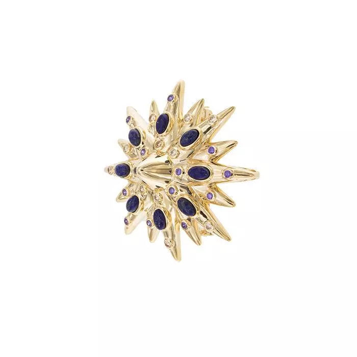Star Brooch with Lapis Lazuli and Zircons