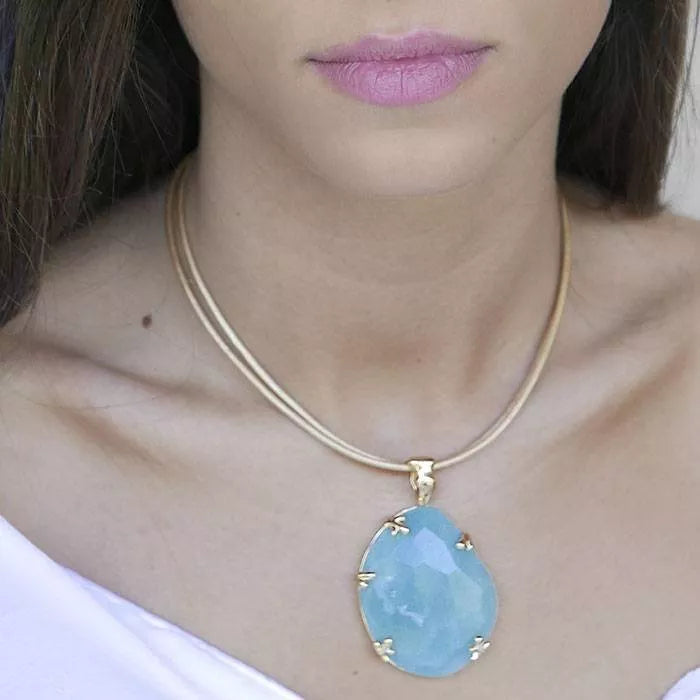 Cactus pendant with amazonite