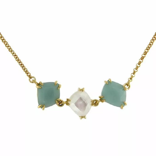Tricandy necklace with amazonite and white mother-of-pearl