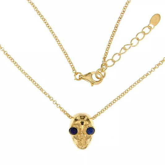 Mini Skull necklace with lapis lazuli