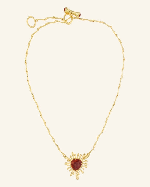 Sun Necklace with Red Coral