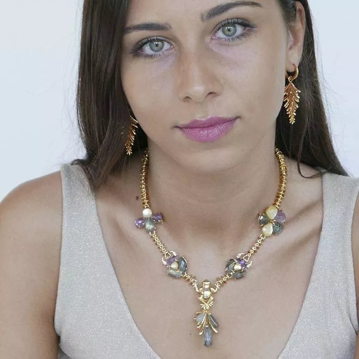 Vergel necklace with multicolor stones and removable parts