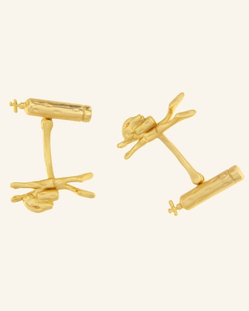 Matte gold diver cufflinks