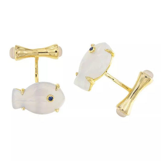 Galapagos cufflinks with chalcedony and zircons 