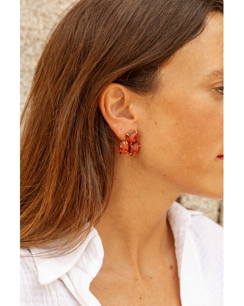 kraz earrings with red coral