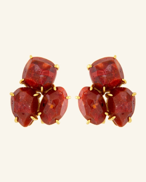 kraz earrings with red coral